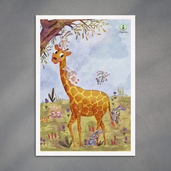 Giraffe and Bunnies